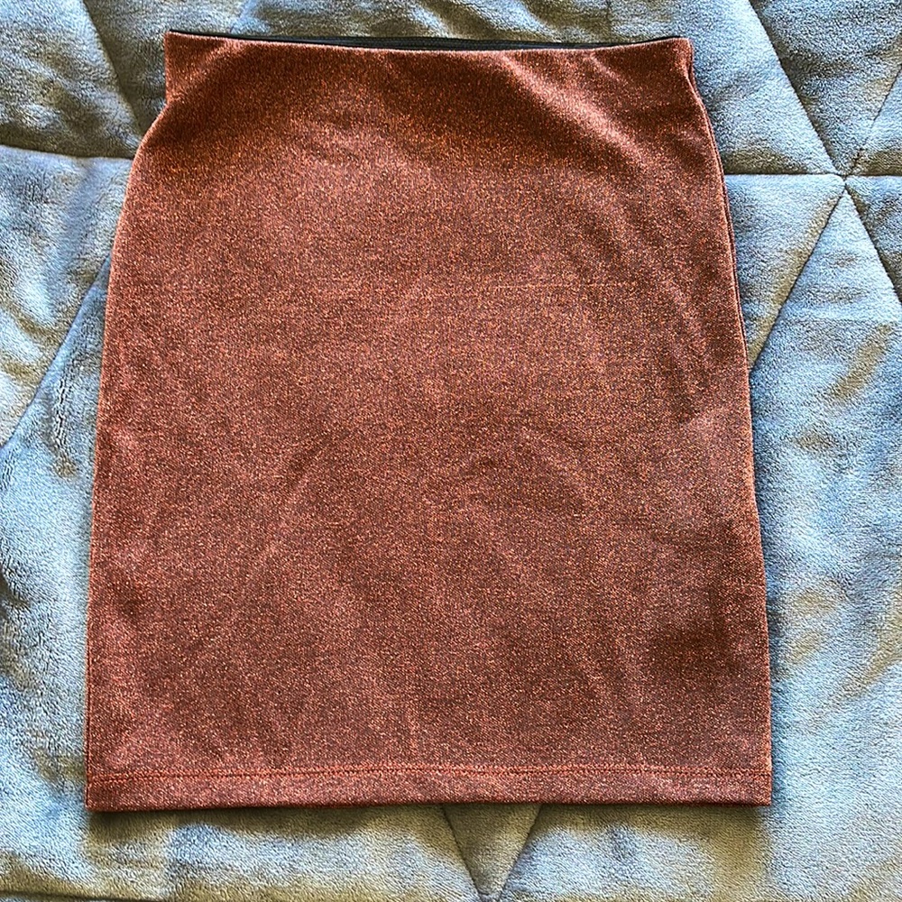Sparkly Copper Mini Pencil skirt from Pull & Bear